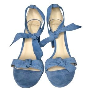 Alexandre Birman Blue Suede Knot Tie Heels